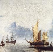 unknow artist A Dutch Yacht and Other Vessels Becalmed Near the Shore oil painting reproduction